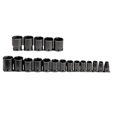 Proto J74106 1/2" DRIVE 19 PIECE IMPACT SOCKET SET - 6 POINT
