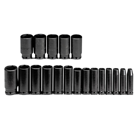 Proto J74116 1/2" DRIVE 19 PIECE DEEP IMPACT SOCKET SET - 6 POINT