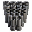 Proto J76121 1" Drive 6-Point Deep Impact Socket Set 3/4" to 2" (21 Piece)