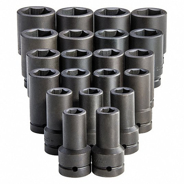 Proto J76121 1" Drive 6-Point Deep Impact Socket Set 3/4" to 2" (21 Piece)