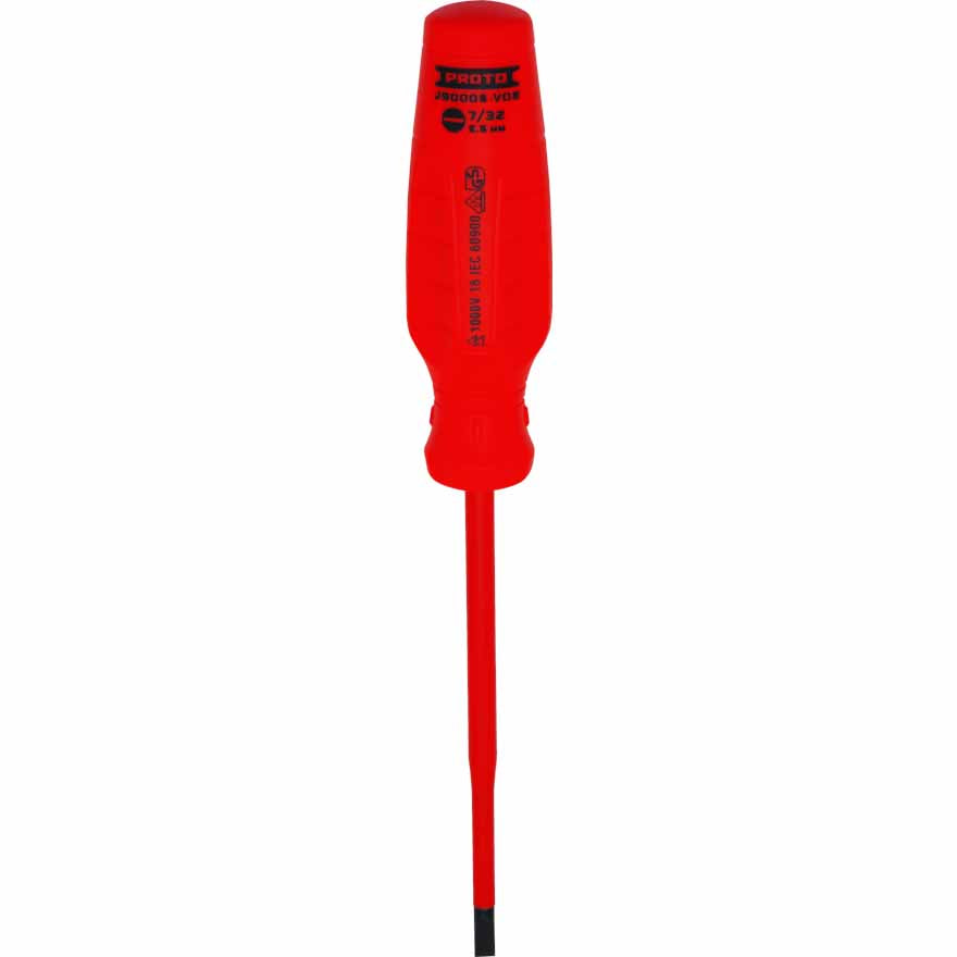 Proto J90005-VDE VDE Insulated Cabinet Screwdriver- 7/32" X 5"