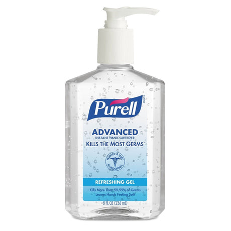 Purell 9652-12 Advanced Hand Sanitizer Refreshing Gel Clean Scent 8 fl oz Pump Bottle