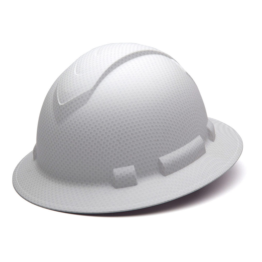 Pyramex HP54116 Ridgeline White Graphite Full Brim Hard Hat, 4 Pt Ratchet