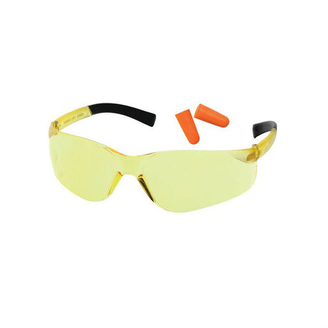 Pyramex PYS2530SDP Ztek Safety Glasses with Amber Lens and DP1000 Disposable Earplugs, NRR 31dB