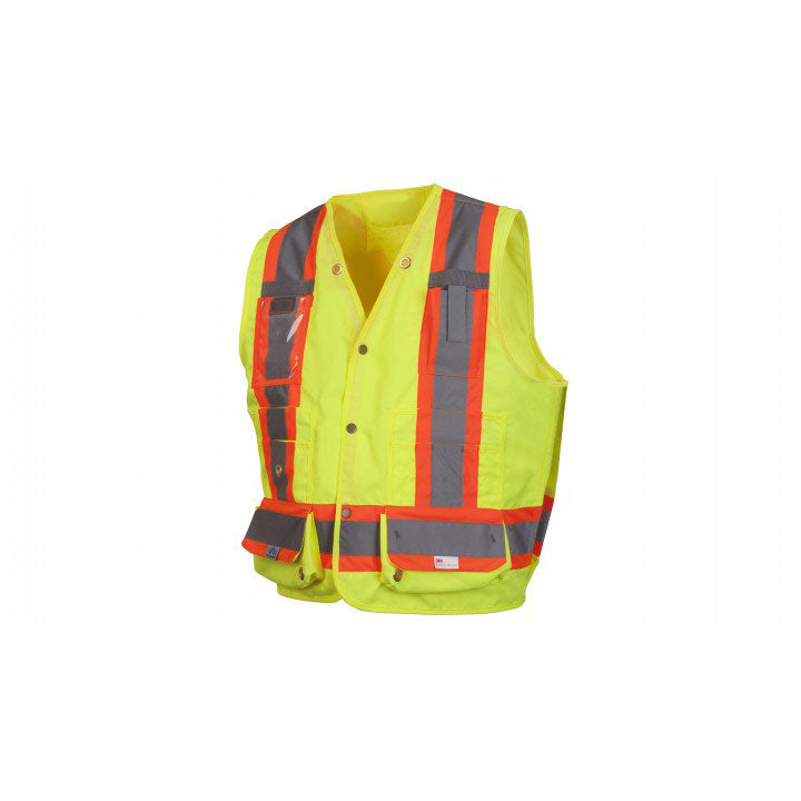 Pyramex RCMS2810L Hi-Vis Lime Safety Vest With Reflective Tape, Large