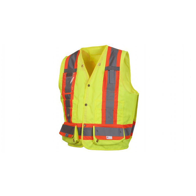 Pyramex RCMS2810L Hi-Vis Lime Safety Vest With Reflective Tape, Large