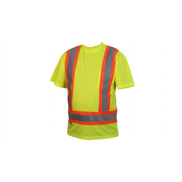 Pyramex RCTS2110X3 Hi-Vis Lime T-Shirt w/ Contrasting Reflective Tape, 3X Large