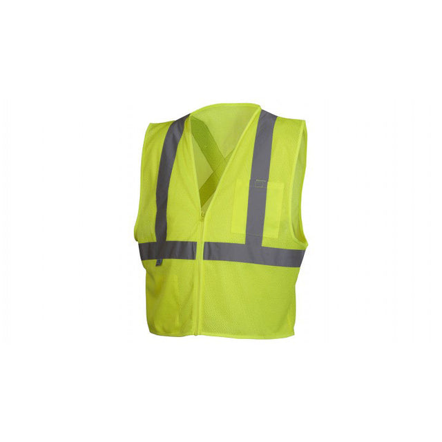 Pyramex RCZ2110M Safety Vest - Hi-Vis Lime Vest With Reflective Tape, Medium