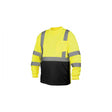 Pyramex RLTS3110BL Hi-Vis Lime/Black Lightweight Long Sleeve T-Shirt - Large