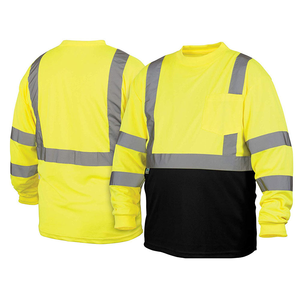 Pyramex RLTS3110BL Hi-Vis Lime/Black Lightweight Long Sleeve T-Shirt - Large - 3