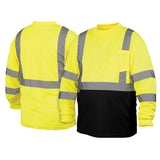 Pyramex RLTS3110BL Hi-Vis Lime/Black Lightweight Long Sleeve T-Shirt - Large - 3