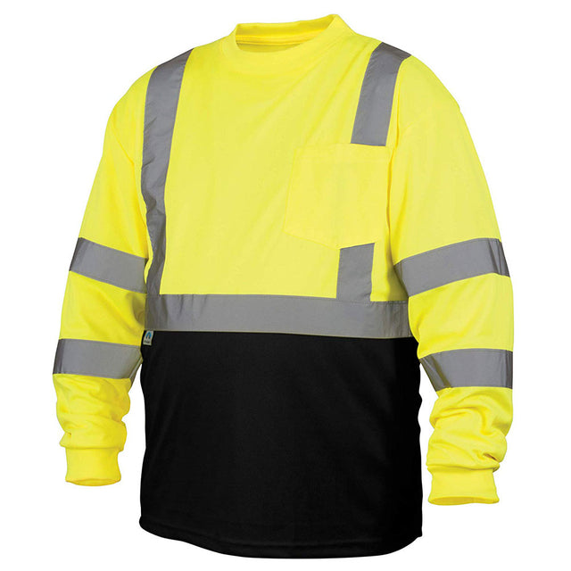 Pyramex RLTS3110BX2 Hi-Vis Lime/Black Lightweight Long Sleeve T-Shirt - 2X Large