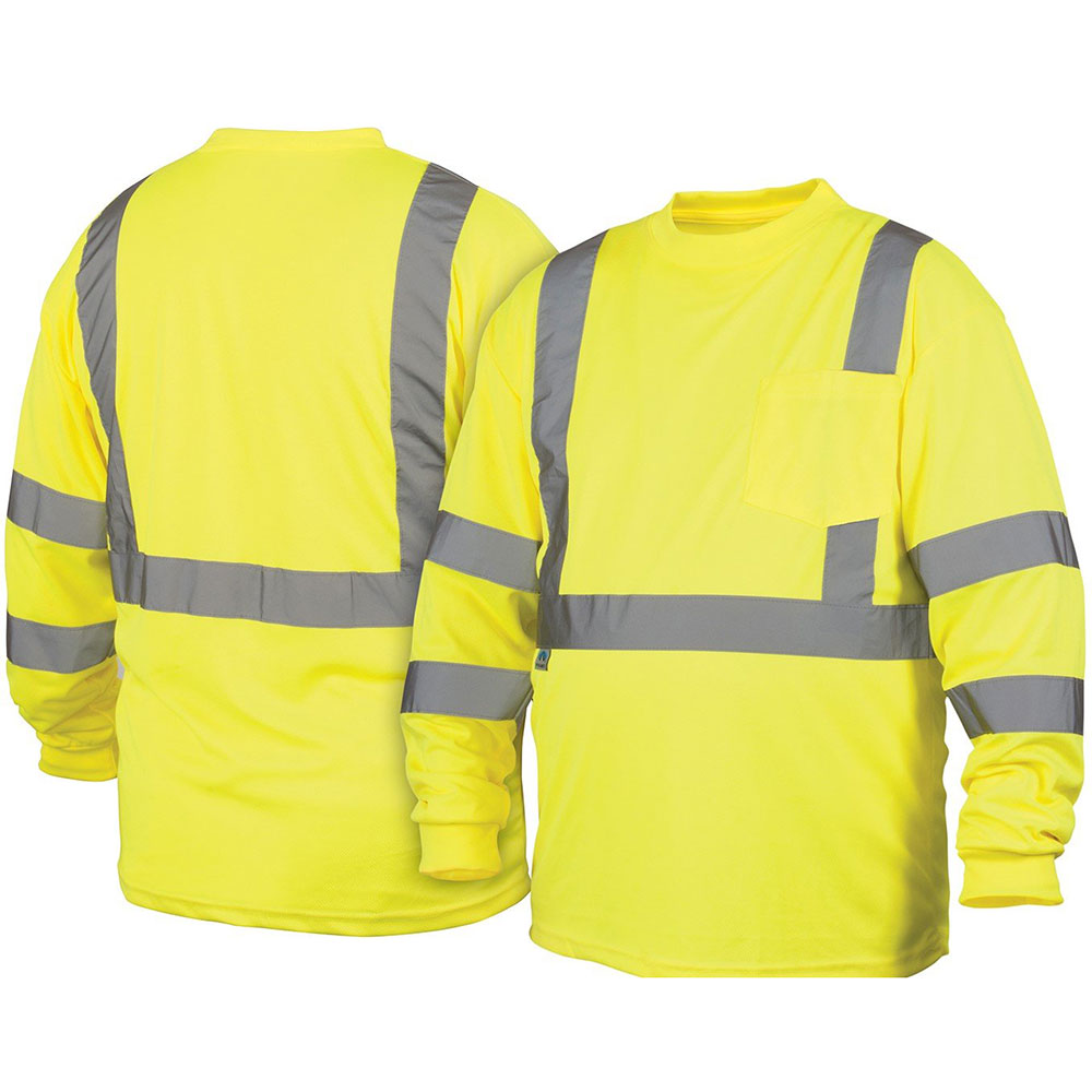 Pyramex RLTS3110L Hi-Vis Lime Long Sleeve T-Shirt - Large - 3