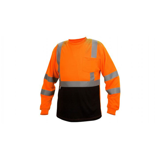 Pyramex RLTS3120BL Hi-Vis Orange/Black Lightweight Long Sleeve T-Shirt - Large