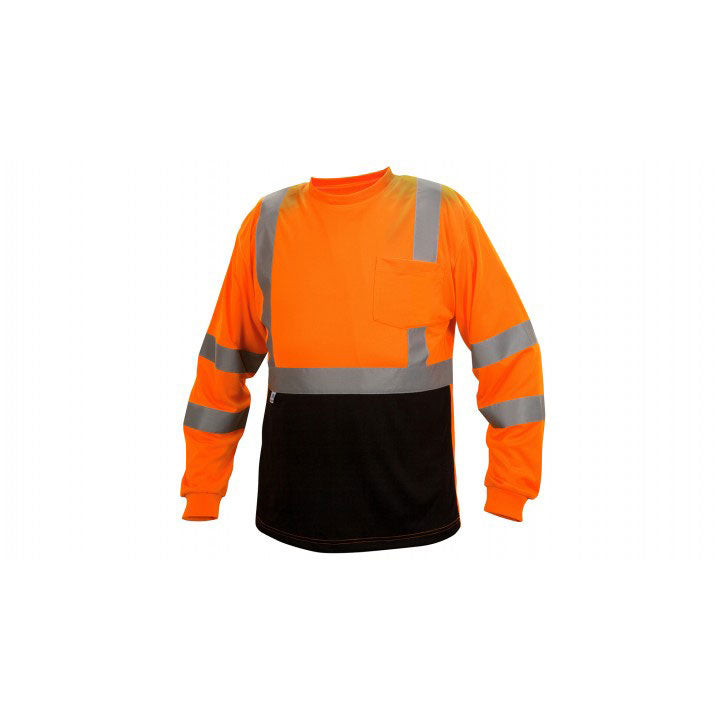 Pyramex RLTS3120BL Hi-Vis Orange/Black Lightweight Long Sleeve T-Shirt - Large