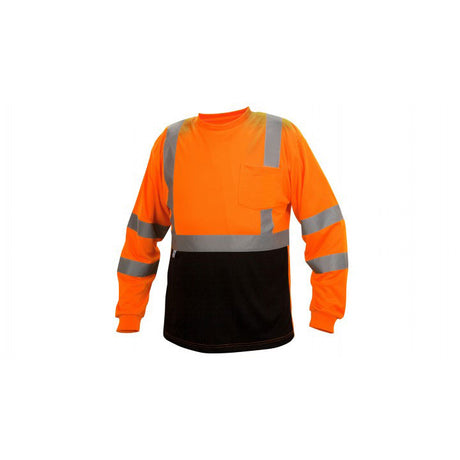 Pyramex RLTS3120BM Hi-Vis Orange/Black Lightweight Long Sleeve T-Shirt - Medium