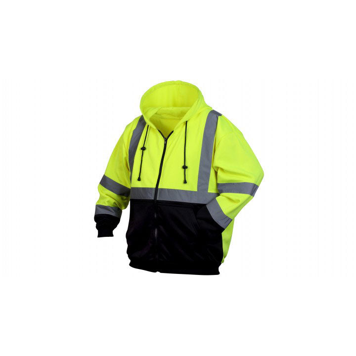 Pyramex RSZH3210X3 Hi-Vis Lime Zipper Sweatshirt With Black Bottom- 3X Large