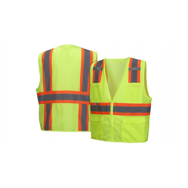 Pyramex RVZ2310L Safety Vest - Hi-viz lime - All mesh - Size Large - 3