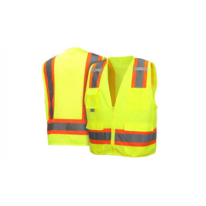 Pyramex RVZ2410SEL Safety Vest - Hi-Vis Lime - Self-Extinguishing - Size Large - 3