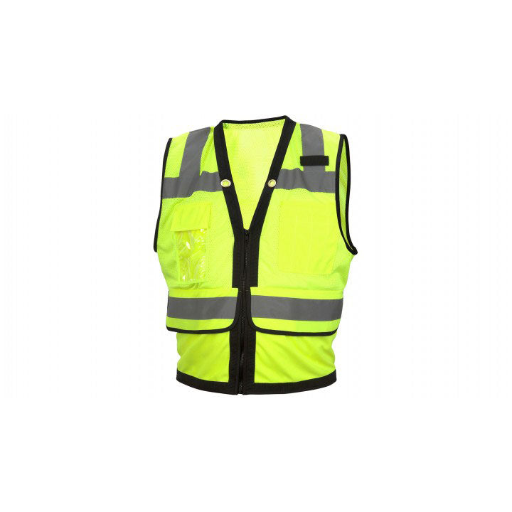 Pyramex RVZ2810L Safety Vest - Hi-Vis Lime with Black Trim - Size Large