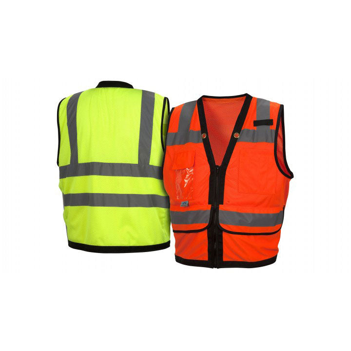 Pyramex RVZ2810L Safety Vest - Hi-Vis Lime with Black Trim - Size Large - 3