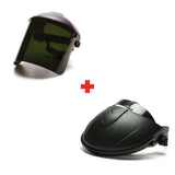 Pyramex S1250 + HGBR Ridgeline Black Ratchet Headgear with Green PC Face Shield IR 5.0