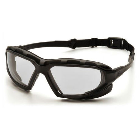 Pyramex SBG5010DT Highlander Plus Clear H2X Anti-Fog Lens Safety Glasses with Black/Gray Frame