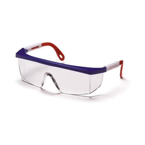 Pyramex SNWR410S Clear Lens Safety Glasses - Red/White/Blue Frame Integra Glasses