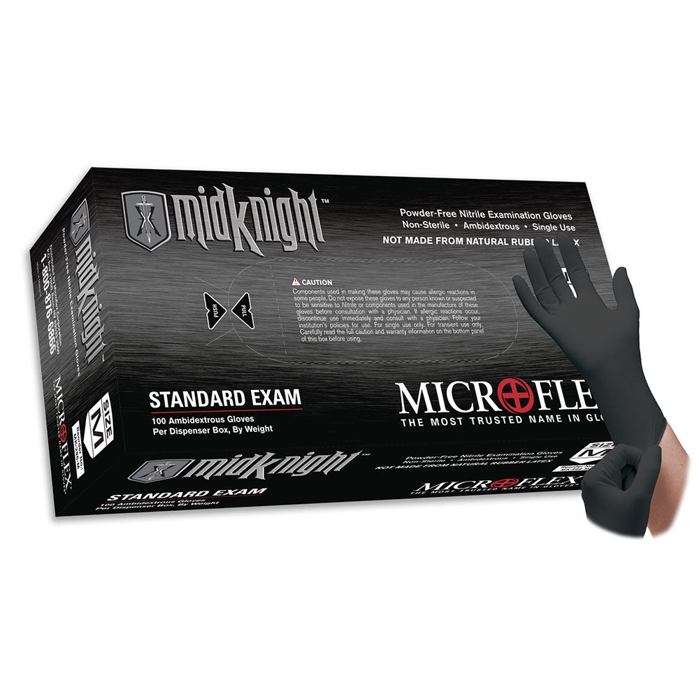 R3 Safety FLEX MK-296-L Microflex Black Disposable Gloves, Latex&Powder-Free, Large