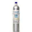 RKI 81-0143RK-02 Calibration Gas Cylinder, 58 Liter Aluminum, Isobutylene 100 ppm / H2S 25 ppm / CO 50 ppm / CH4 50% LEL / O2 12% in N2