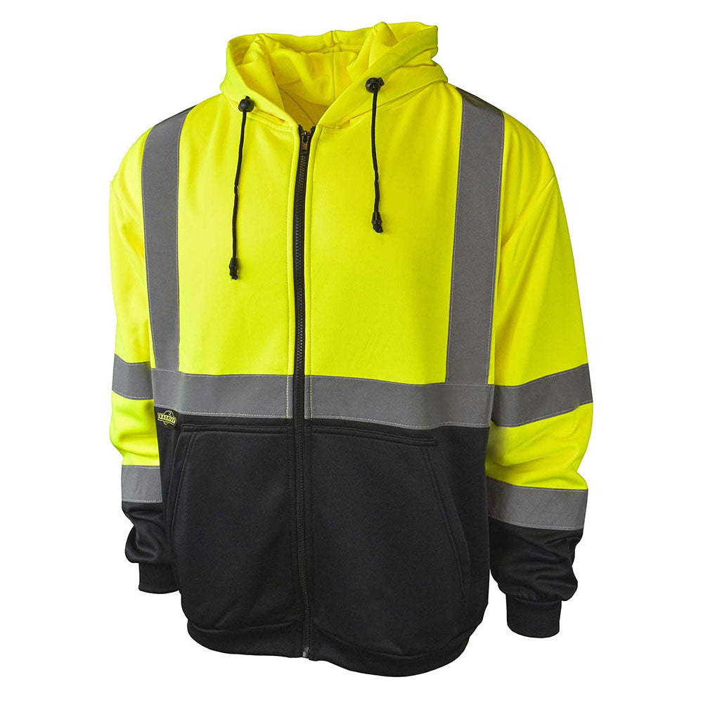 Radians SJ01B-3ZGS-5X Hi Viz Class 3 Black Bottom Sweatshirt, Green, 5X,