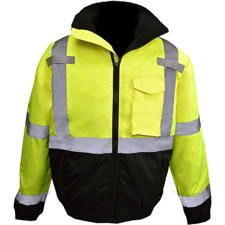 Radians SJ11QB-3ZGS-2X Hi Viz Class 3 Weatherproof Bomber Jacket, Green, 2X