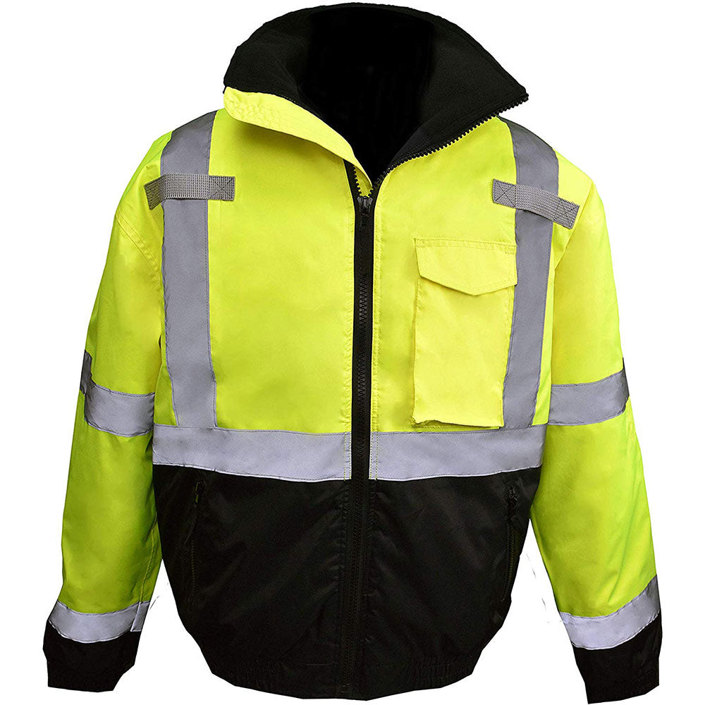 Radians SJ11QB-3ZGS-L Hi Viz Class 3 Weatherproof Bomber Jacket, Green, Large