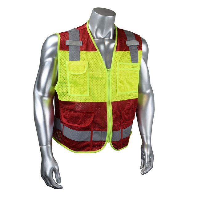 Radwear USA CSV6-01Z1-2X Vest, SV6 Custom, Hi Viz Red, 2X