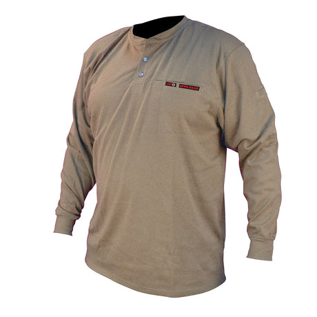 Radians FRS-002K-M FR Men's Knit Long Sleeve Henley,Workwear Khaki, M