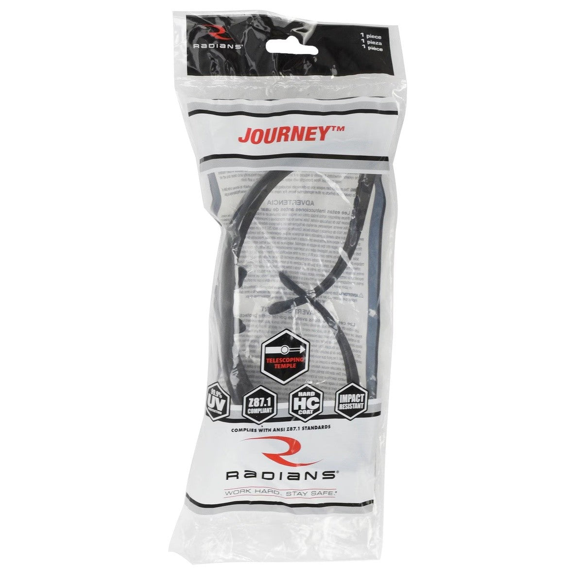 Radians JR0121ID Journey Safety Glasses with Black Frame and Smoke Anti-Fog Polycarbonate Lenses - 5