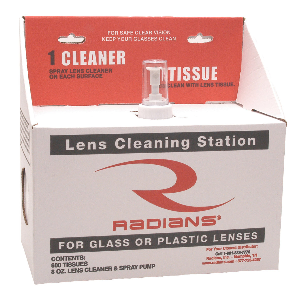 Radians LCS080600 Lens Cleaning Station (8 oz. Solution, 600 Tissues)