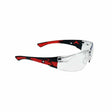 Radians OBL1-10 Clear Obliterator Safety Glasses, Red/black Frame