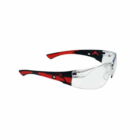 Radians OBL1-10 Clear Obliterator Safety Glasses, Red/black Frame