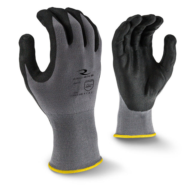 Radians RWG13-L Large Gray Foam Nitrile Nylon Gloves, 4131