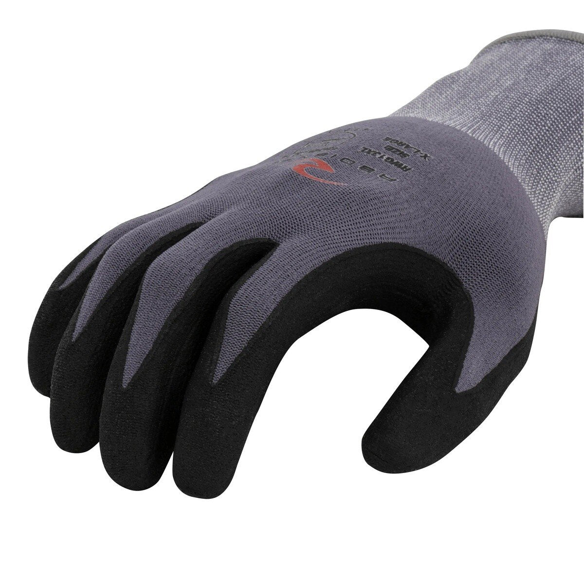 Radians RWG13XL 15 Gauge Gray Nylon Spandex Foam Nitrile Gripper Gloves XL - 4