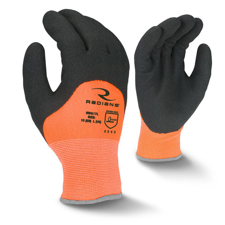 Radians RWG17L Hi-Viz Orange Latex Coated Cold Weather Glove, XX-Large