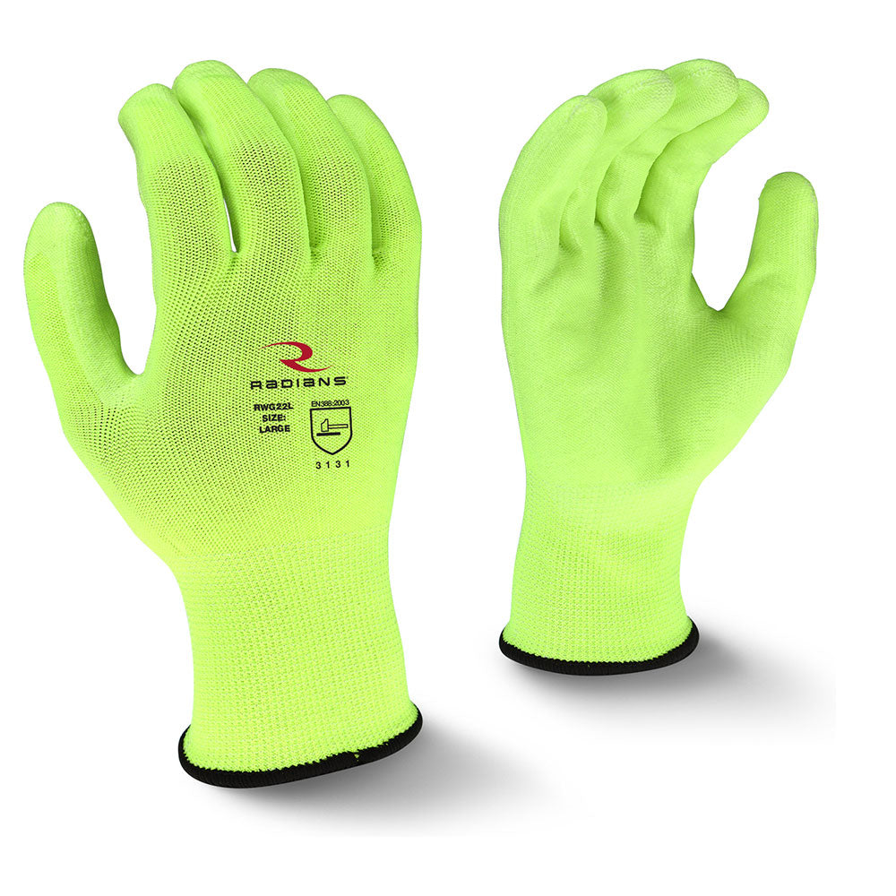 Radians RWG22XL 13 Gauge Polyester Shell High Visibility Work Glove - 2