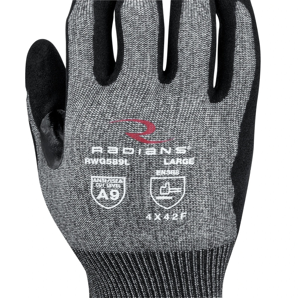 Radians RWG589 Cut Protection Level A9 Sandy Foam Nitrile Coated Work Glove Touchscreen Compatible - 6