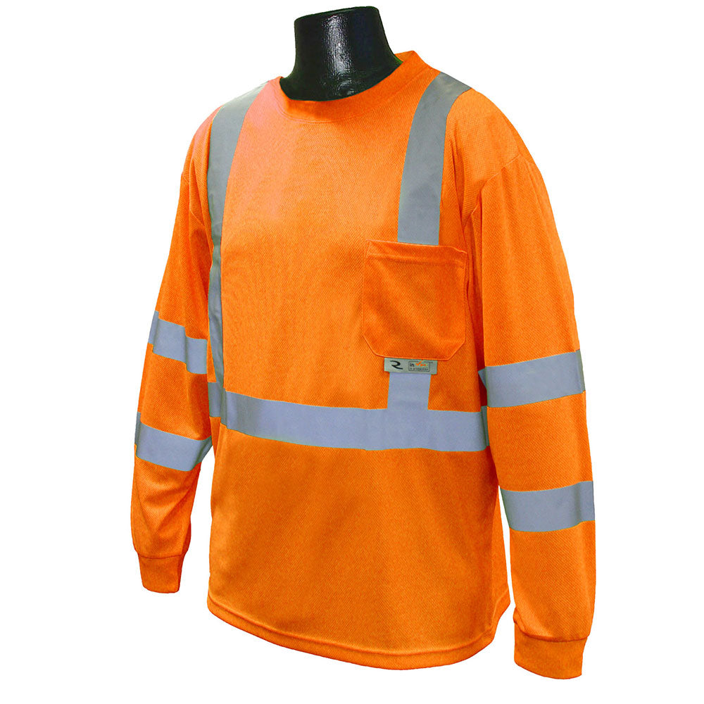 Radians ST21-3POS-M Medium Class 3 Long Sleeve Shirt w/Moisture Wicking Orange - 2