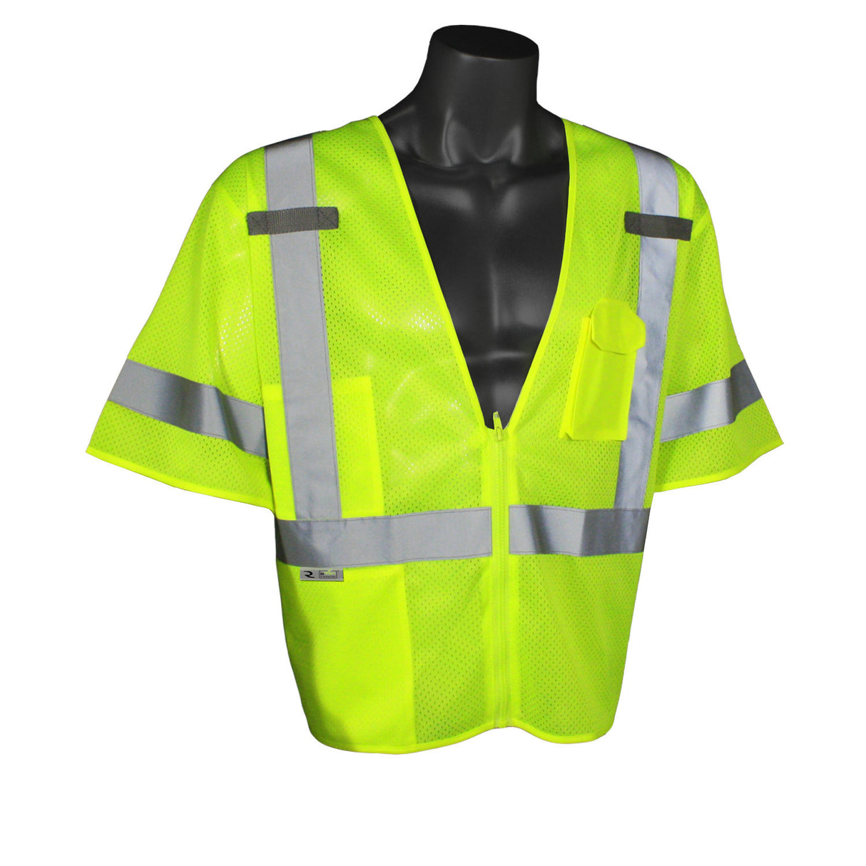 Radians SV3ZGM-S/M Small/Medium Class 3 Hi-Viz Green Mesh Safety Vest w/ Zipper, 3 Pockets