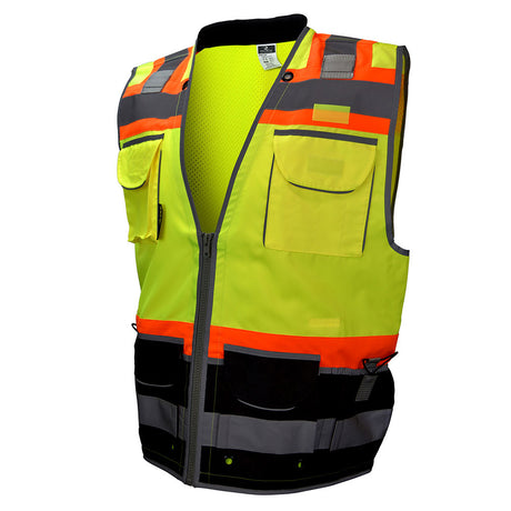 Radians SV55B-2ZGD-2X Class 2 Heavy Woven Color Blocked Two Tone Engineer Vest, 2X