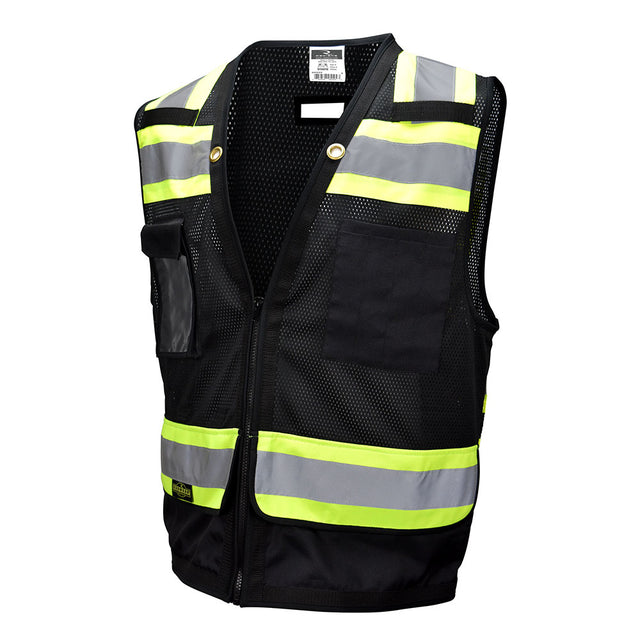 Radians SV59-1ZBM-2X SV59Z CL1 Mesh HD Survey Vest, Zipper 2" Hi Viz Black, 2X