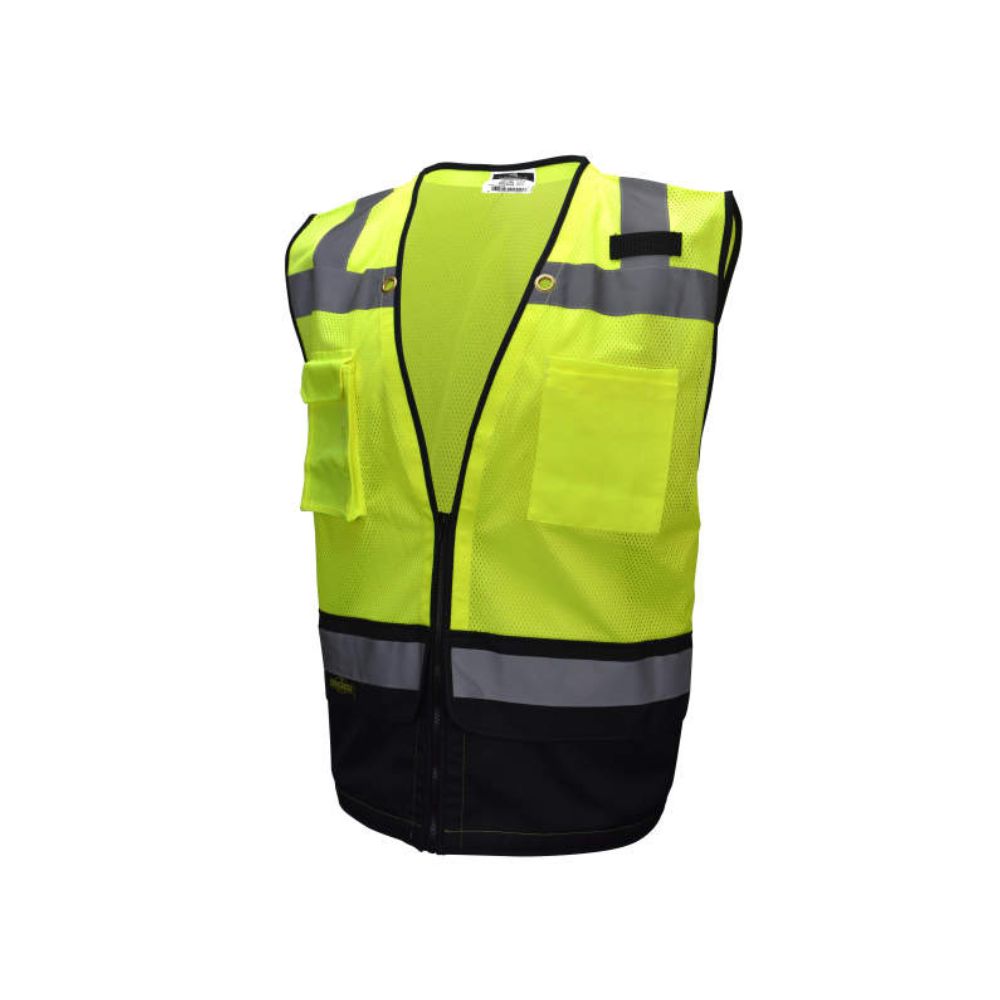 Radians SV59B-2ZGM-L SV59B Type R Class 2 Heavy Duty Surveyor Safety Vest with Zipper - Hi Viz Green - Large