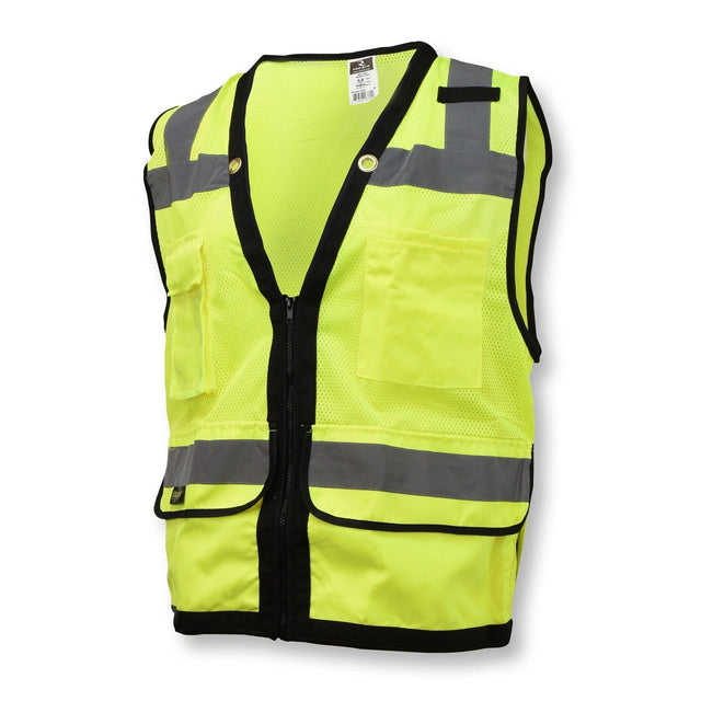 Radians SV59Z-2ZGD-M Type R Class 2 Heavy Duty Surveyor Safety Vest with Zipper Hi Vis Green Medium